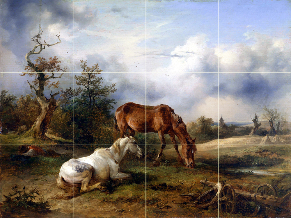 Art Friedrich Gauermann Horses Ceramic Mural Backsplash Bath Tile #2332