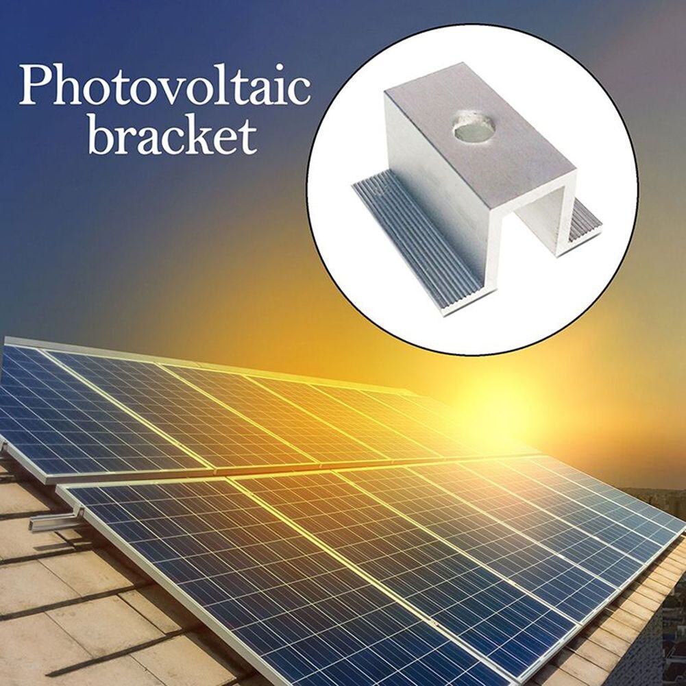 10Pcs Solar Middle Clamp PV For Frame Height 25-50MM Aluminum Alloy Solar for