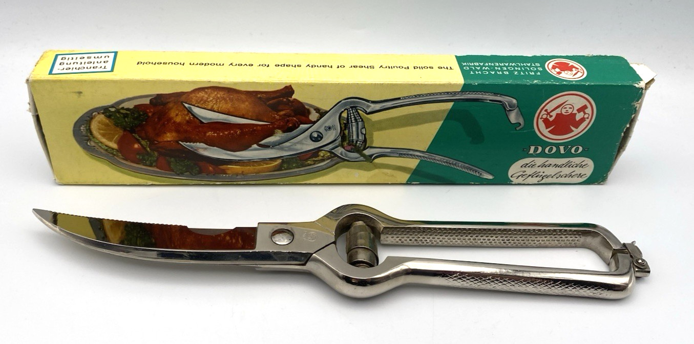 Vintage Dovo Poultry Meat Shears Scissors Solingen Germany 10" Original Box
