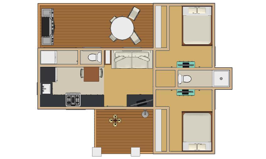 469sqft - 25'x33' - 2bedrms1.5baths - Small House design - ala cart