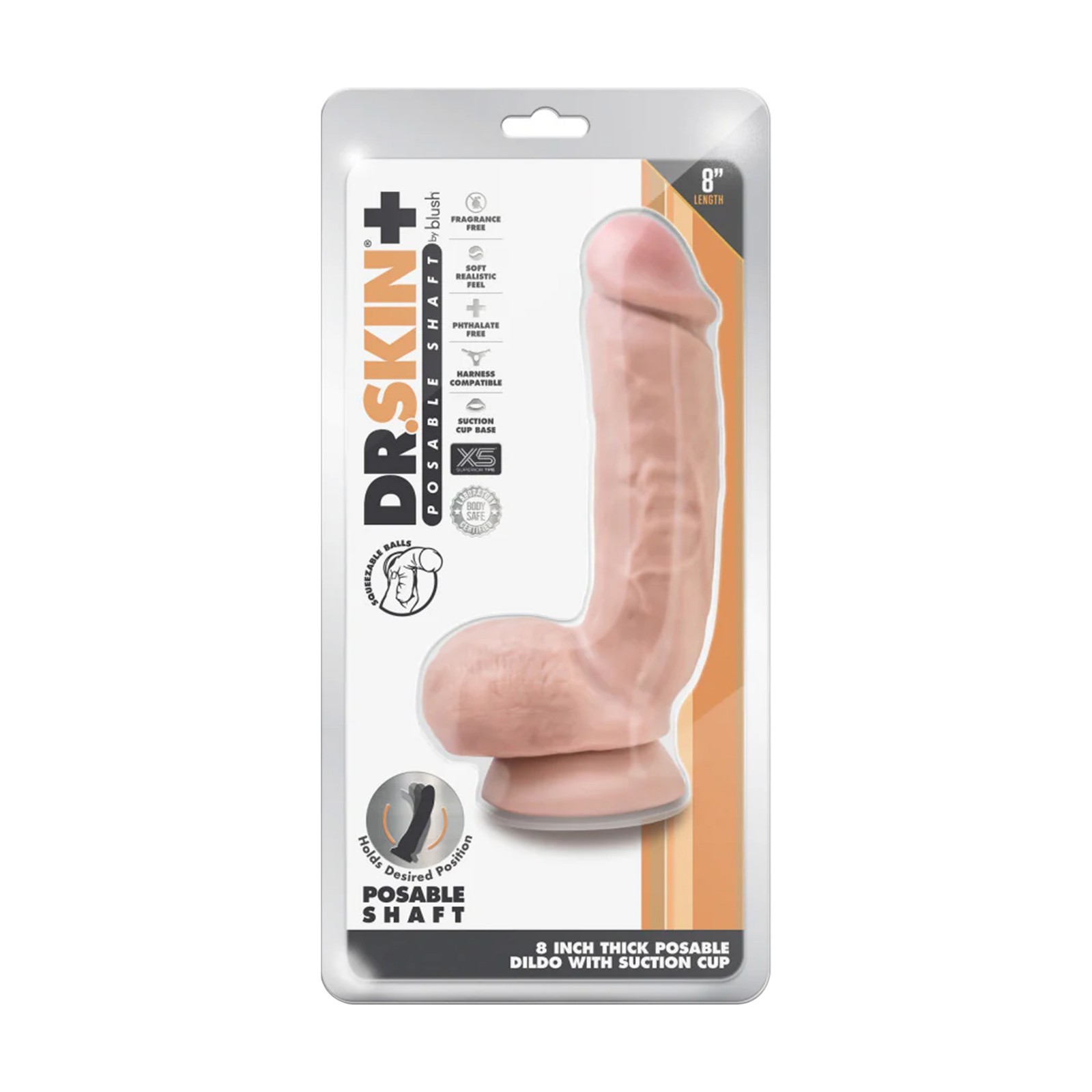 Blush Dr. Skin Plus 8" Posable Realistic Dildo with Suction Cup Base