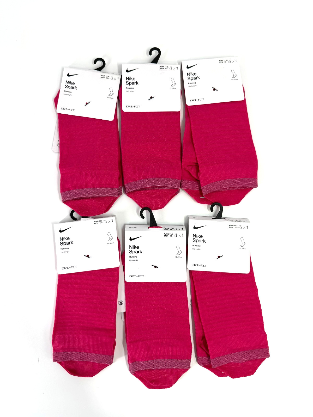 6 Pairs Nike Spark No Show Lightweight Running Socks Pink Mens 10-11.5 DA3589