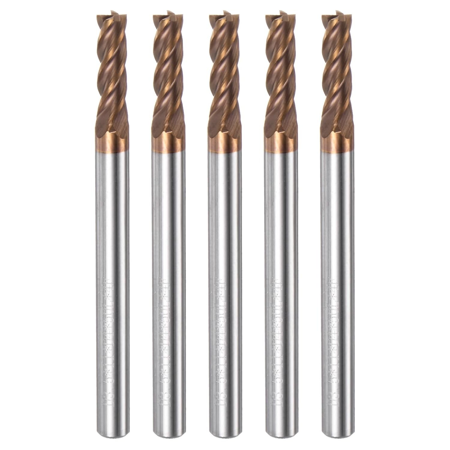 HARFINGTON 5pcs Carbide Square End Mills 3.5mm (9/64") Dia 4mm (5/32") Shank...