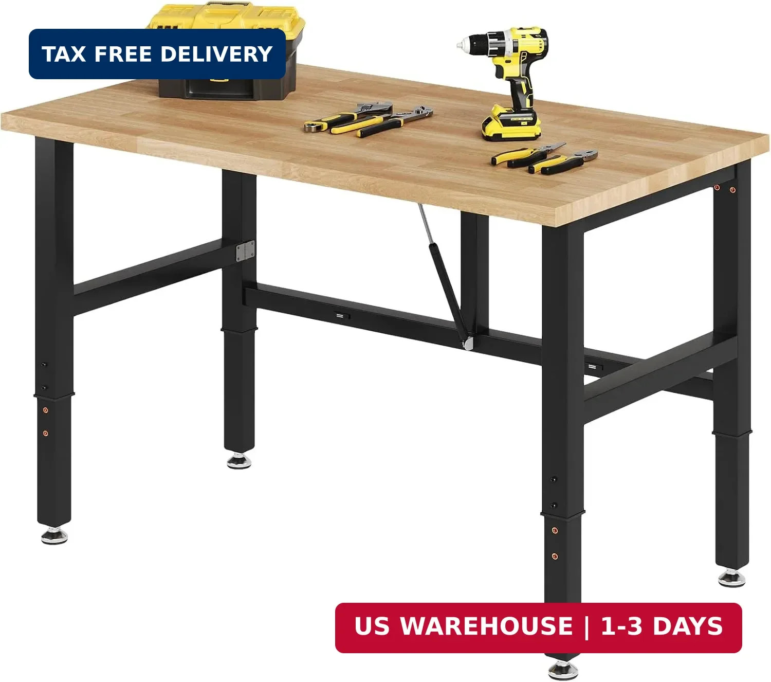 Adjustable-Height Folding Workbench | 34.7-40 In Adjustable Height, Rub