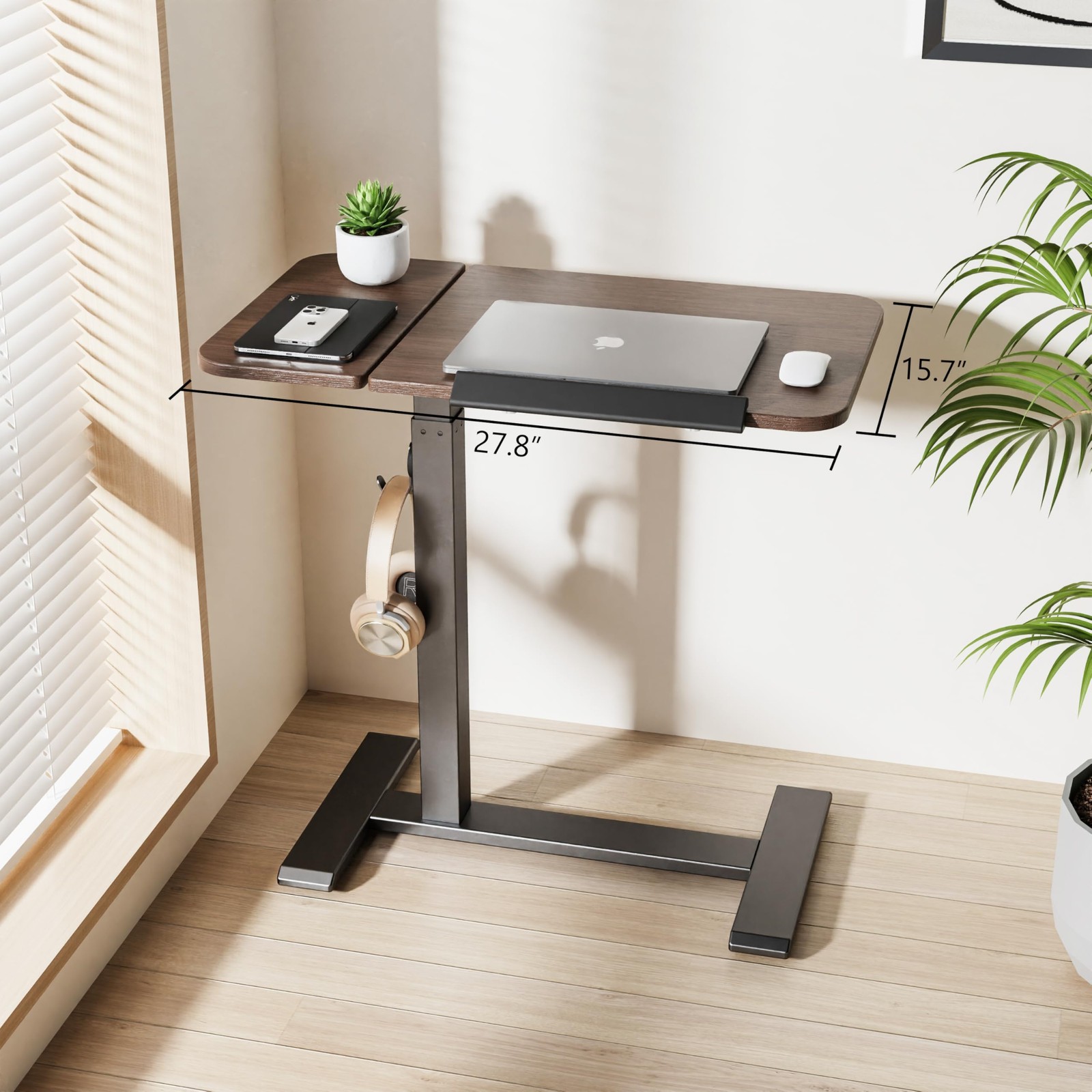 Overbed Table with Tilting Top, Medical Table with Wheel Height Adjustable - ...