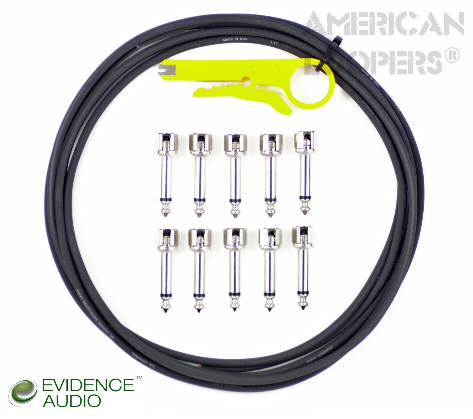 Evidence Audio SIS Right Angle Solderless BLACK Patch Cable 20 Plugs 20ft cable