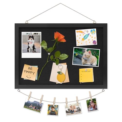 Cork Board with Linen Black,Bulletin Board 17"x12" 17" x 12" Black-1p