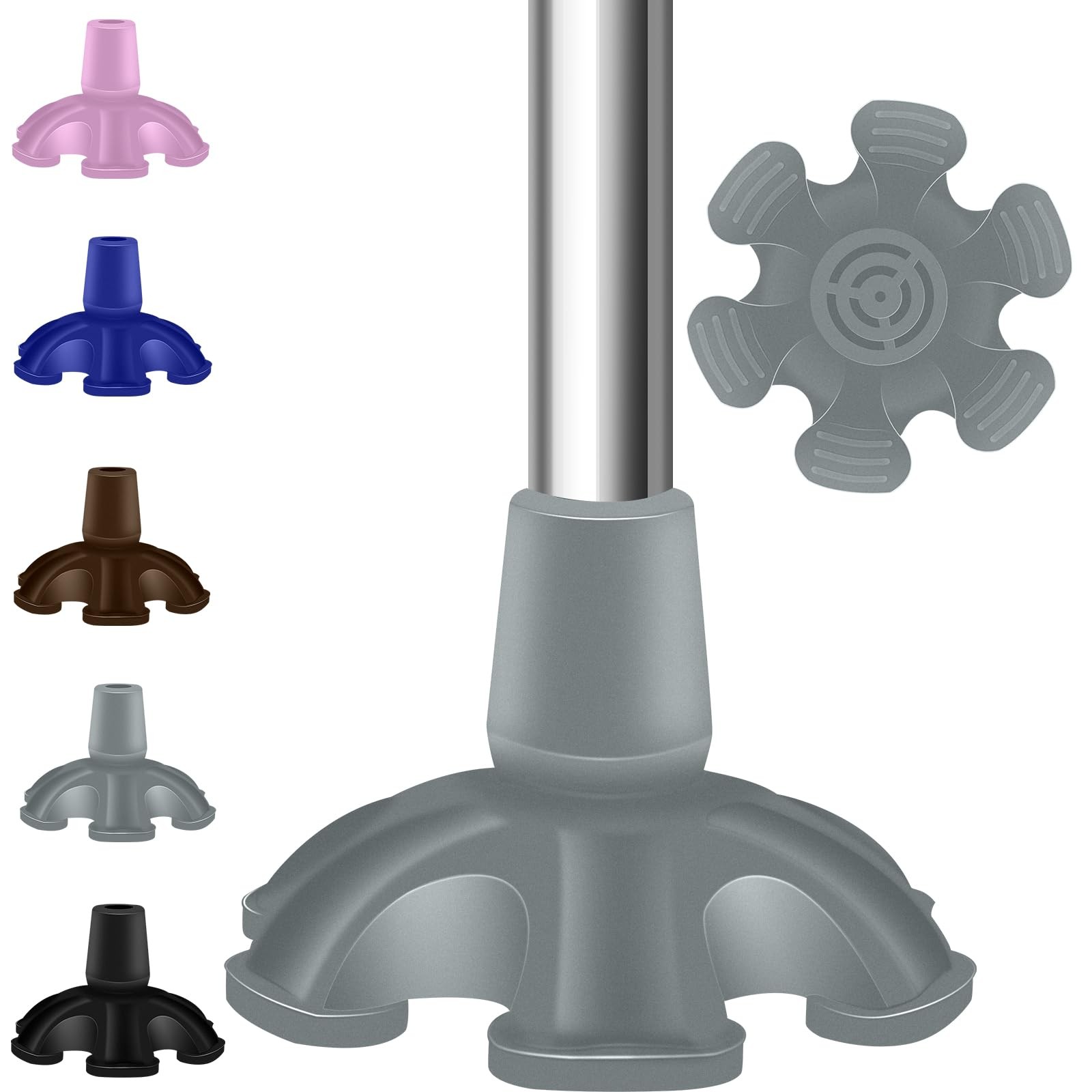 Cane Tips 3/4 inch 6 Support Cane Feet Self Standing Cane Tip 6 Support Feet ...