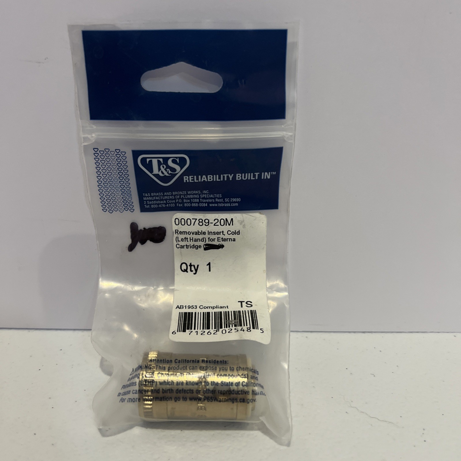 T&S Removable Eterna Cartridge Insert Left-Hand 000789-20M