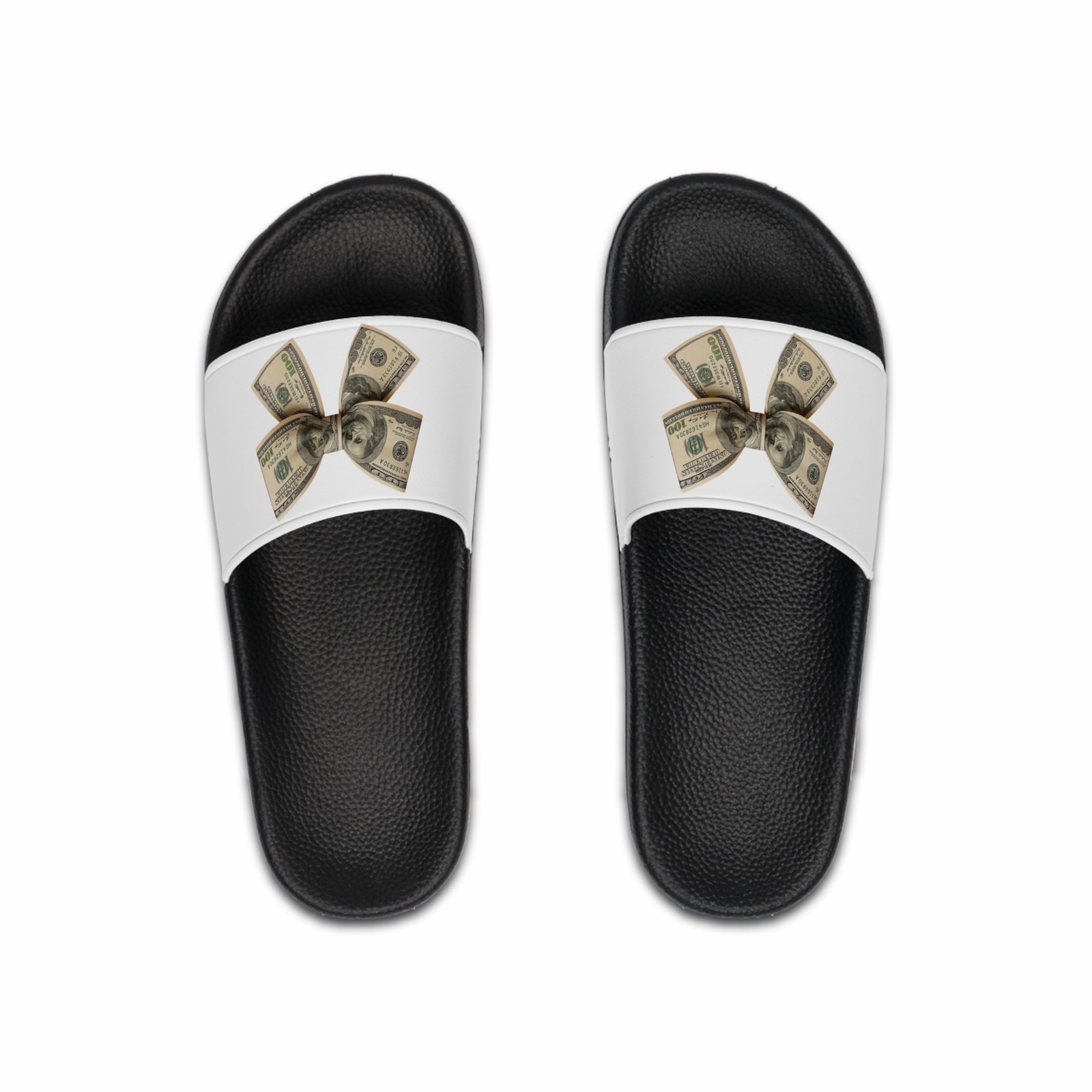 Money Bow Slide Sandals | Dollar Bill Graphic Slides