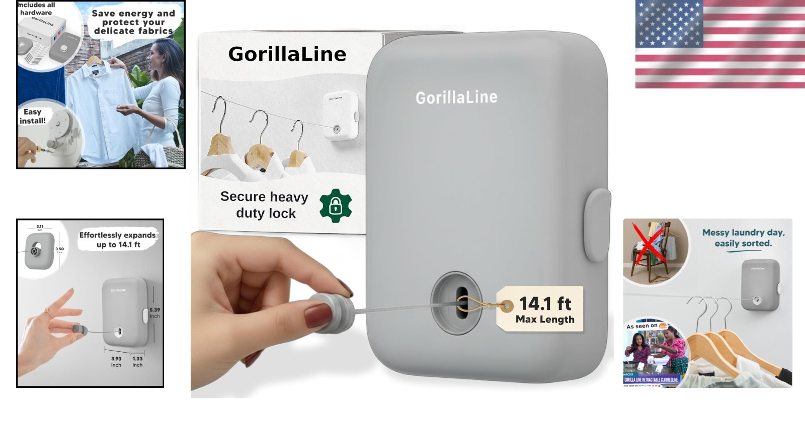 Easy Install Clothesline - Retractable Laundry Line for RVs