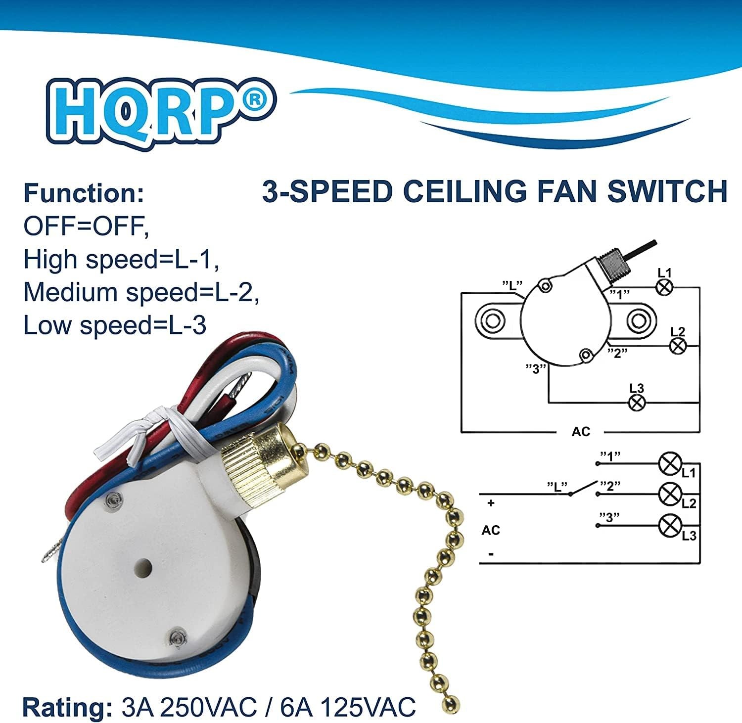 Hunter Ceiling Fan 3 Speed 4 Wire Pull Chain Switch