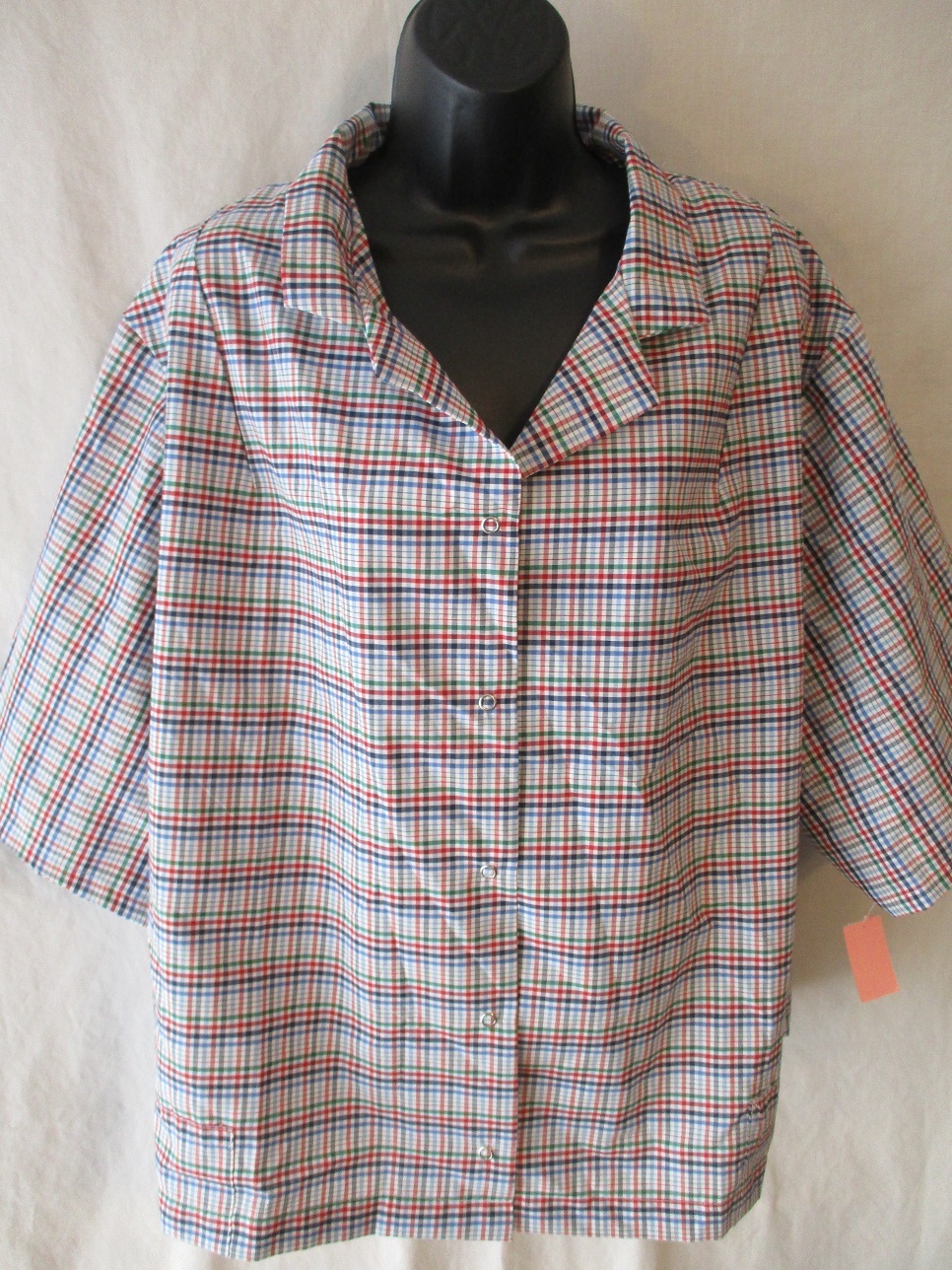 Professional Uniforms Polyester 3XL Red Plaid Short Slve Scrub Top NWOT