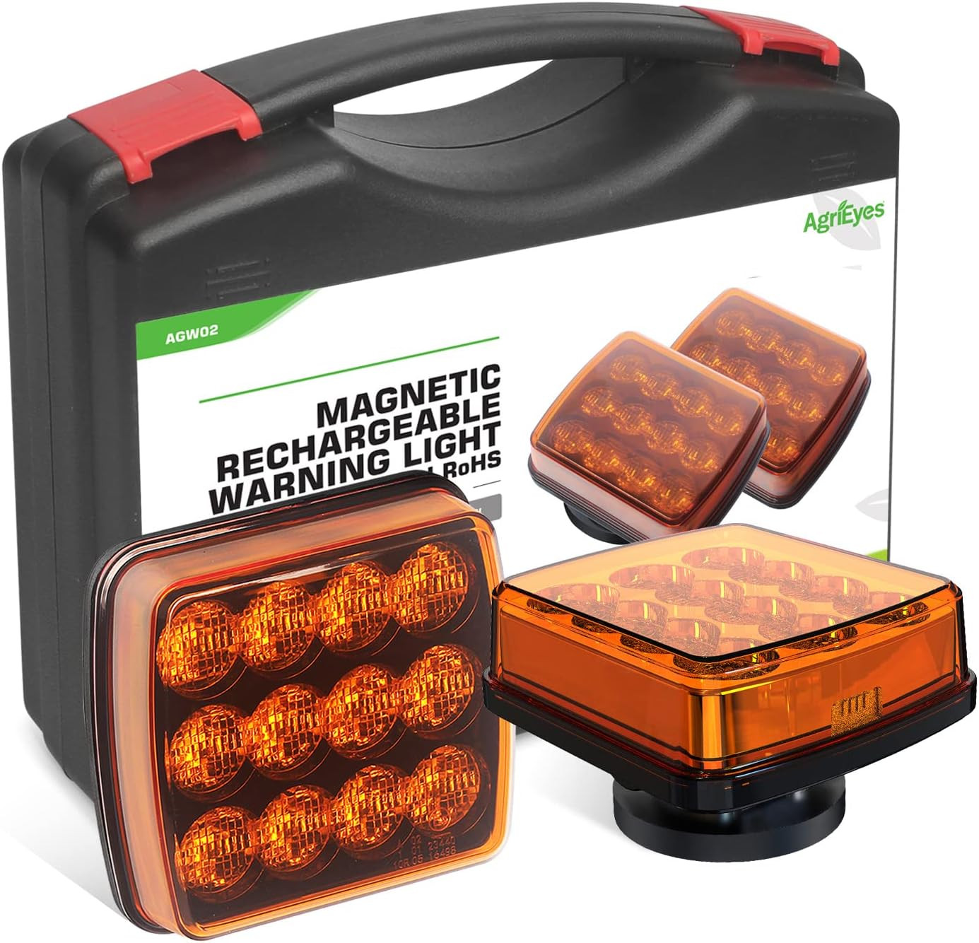 2Pcs Rechargeable Flashing Lights for Vehicles, Super Magnetic Strobe Hazard Lig