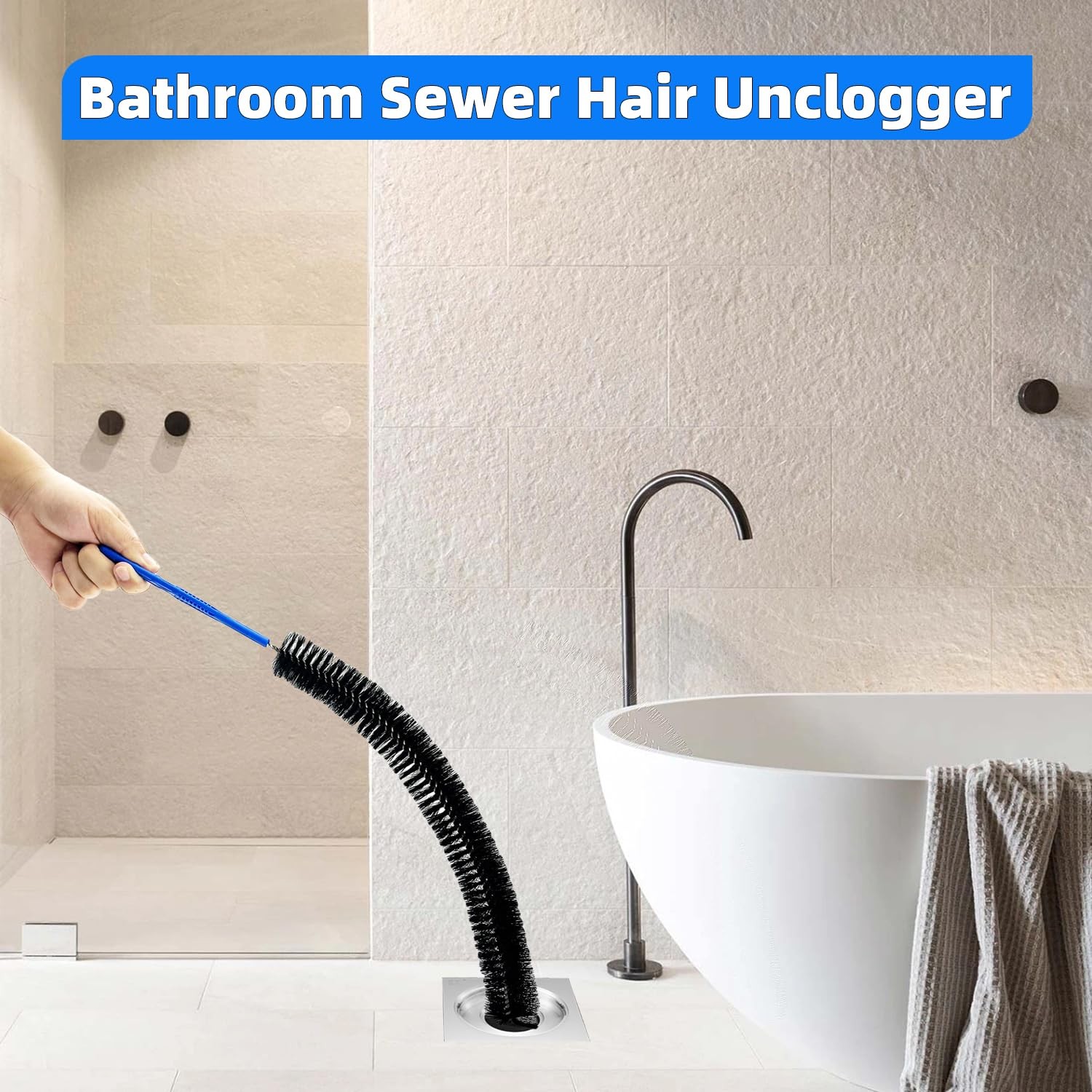 Flexible Cleaning Tool,Bendable Sewer Drain Brush, Long Pipe Cleaner Black