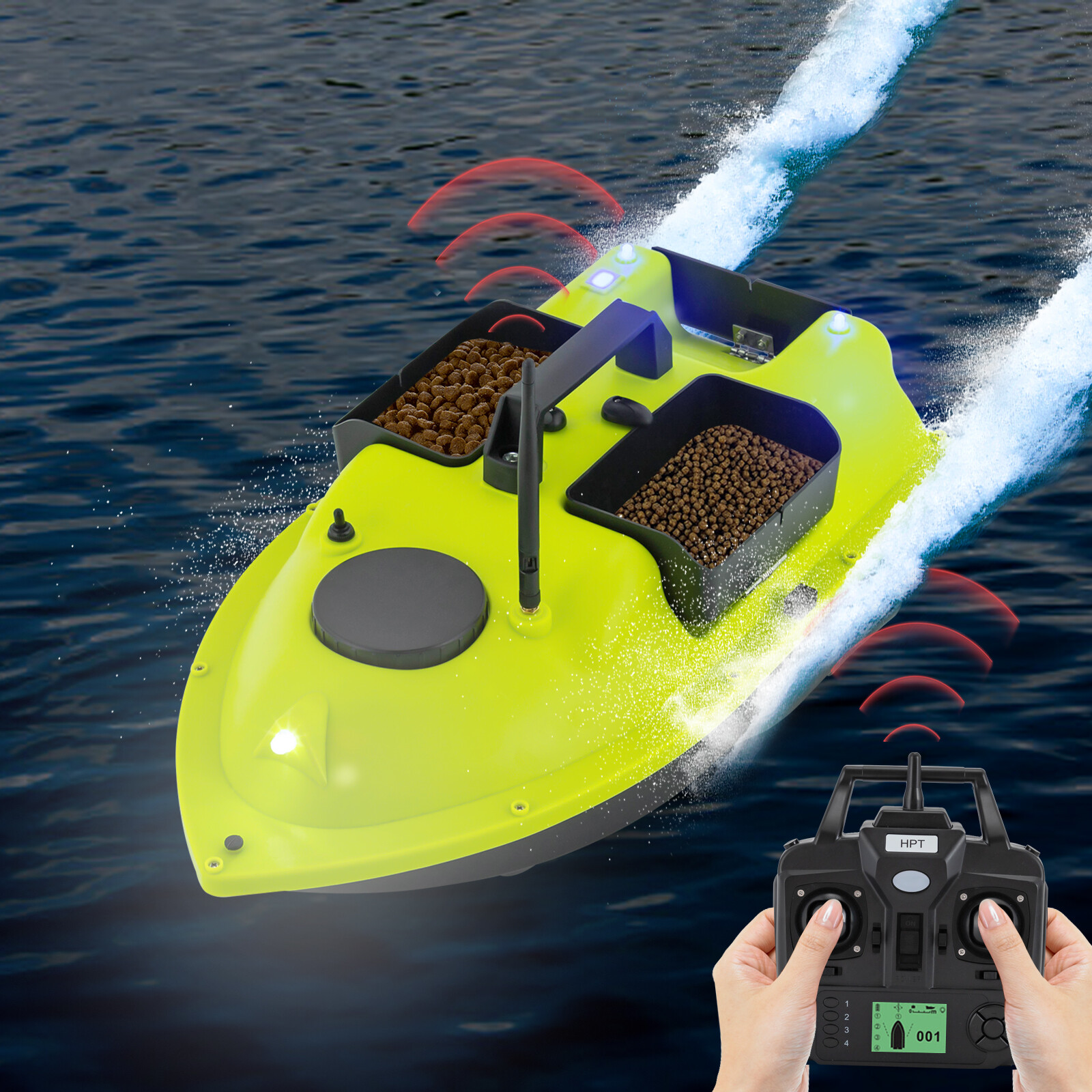 RC Fishing Boat Fishing Battery Powered Fishing Bait Boat+Remote Control