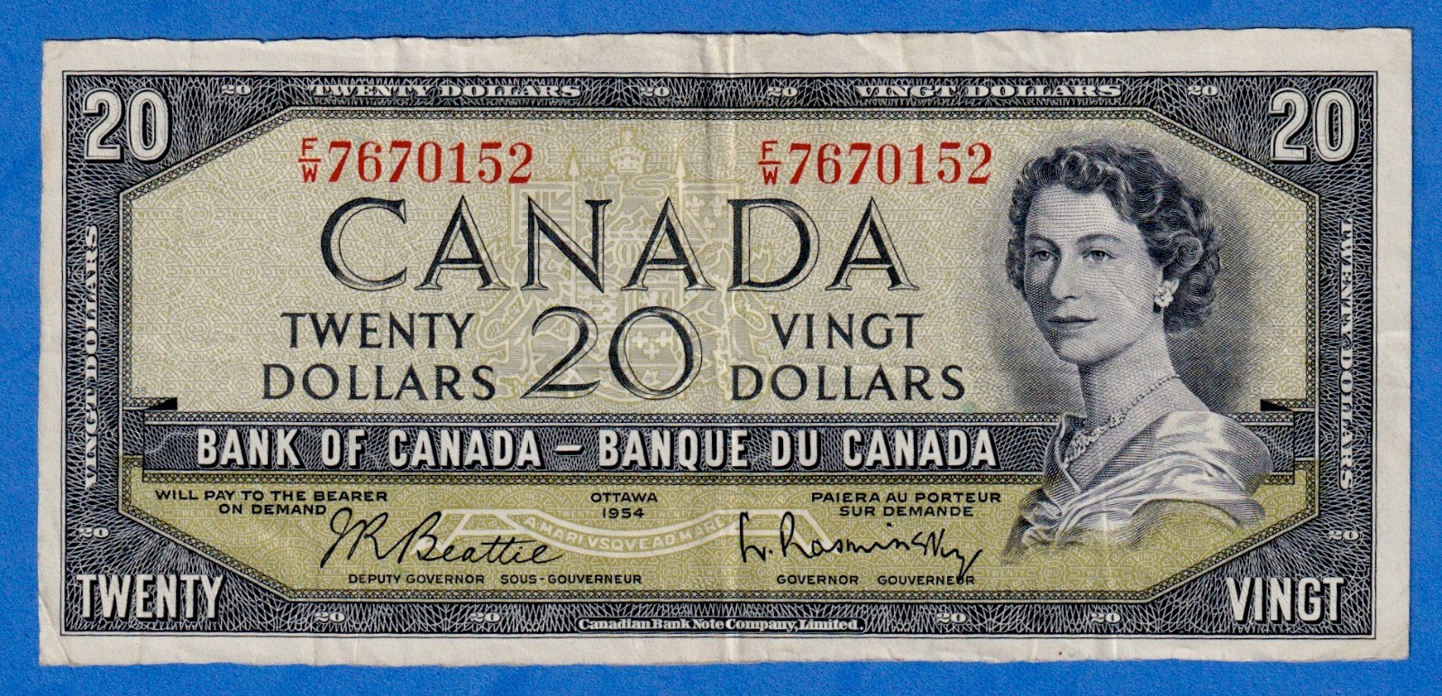 Canada $20 1954 BC-41b / P-80b - QE II - Circulated Note  F/W 7670152