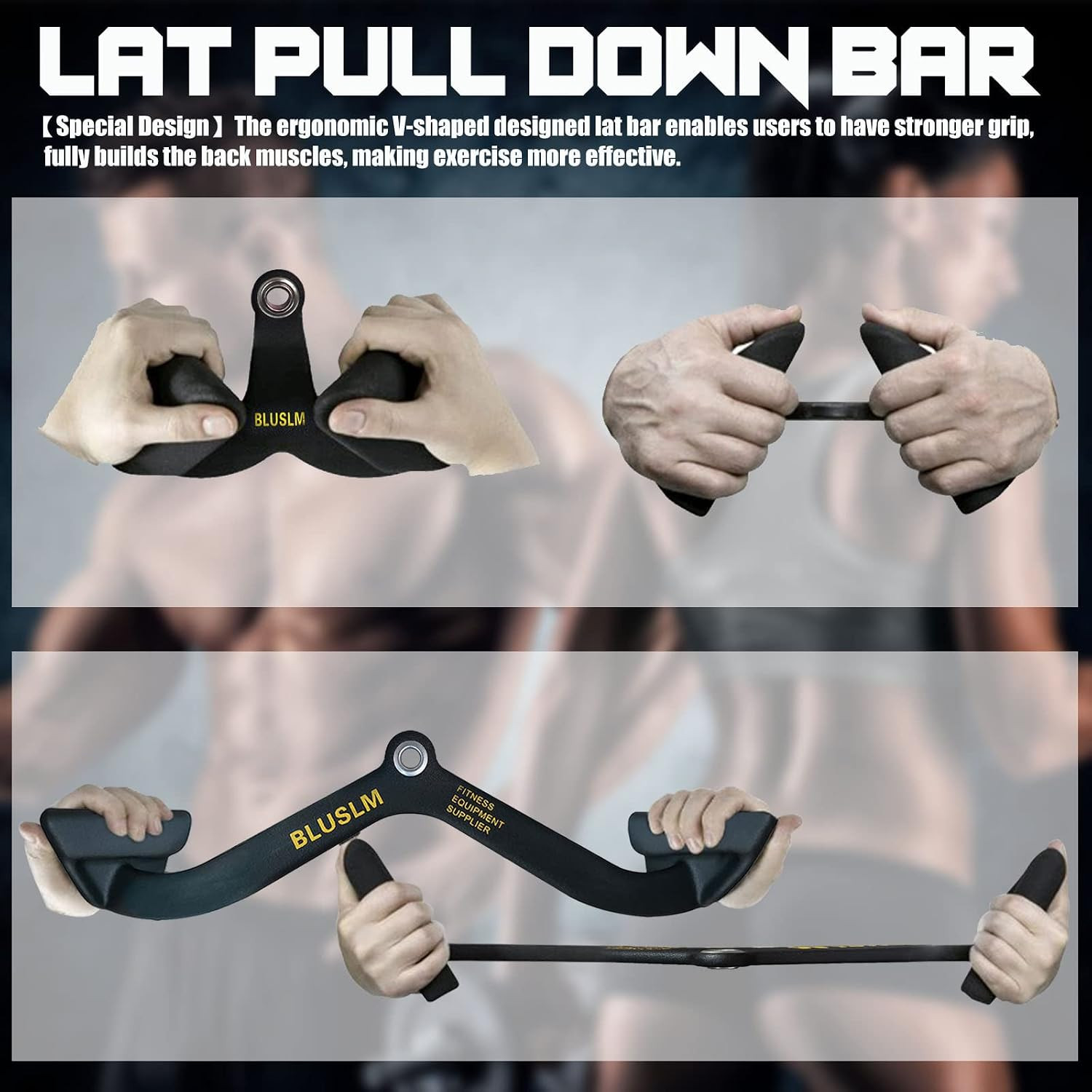 LAT Pull down Bar for Cable Machine, LAT Pulldown Attachments T-Bar V-Bar Cable