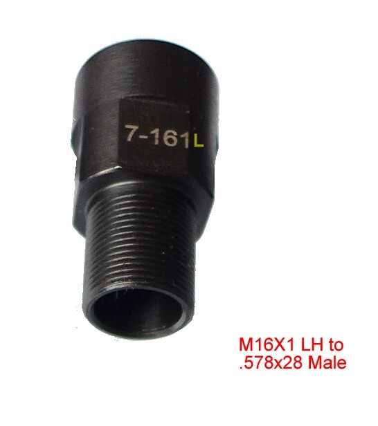 Thread Adapter to Convert M16x1 L to 0.578x28 Male, Steel, 9 mm, .45,ACP, 7-161L