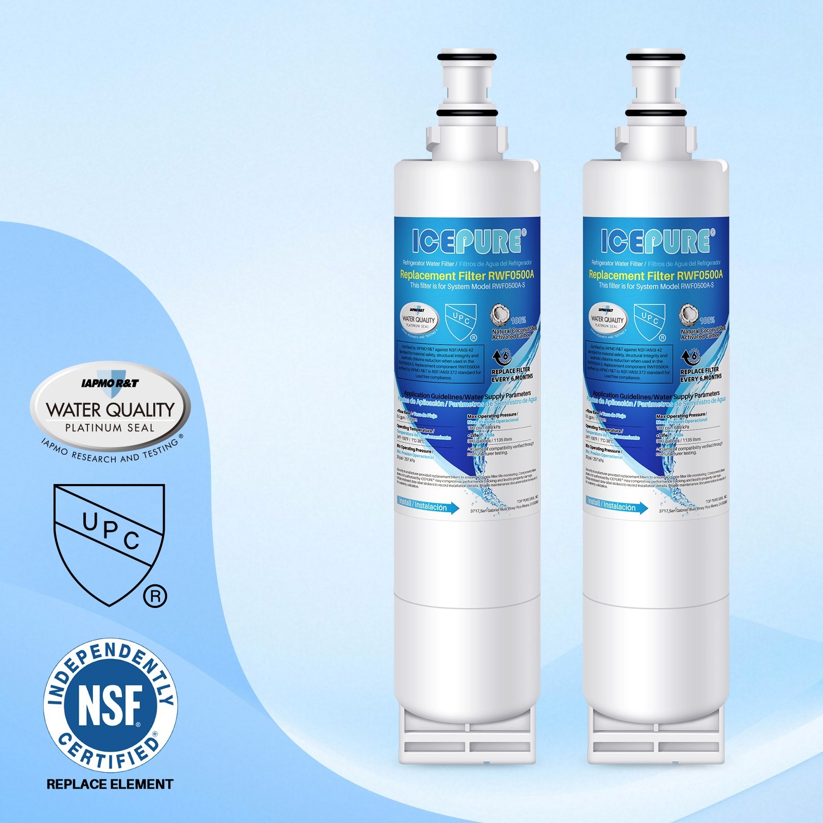 ICEPURE 4396508 Refrigerator Water Filter Replacement for Filter 5, RWF0500A, 2P