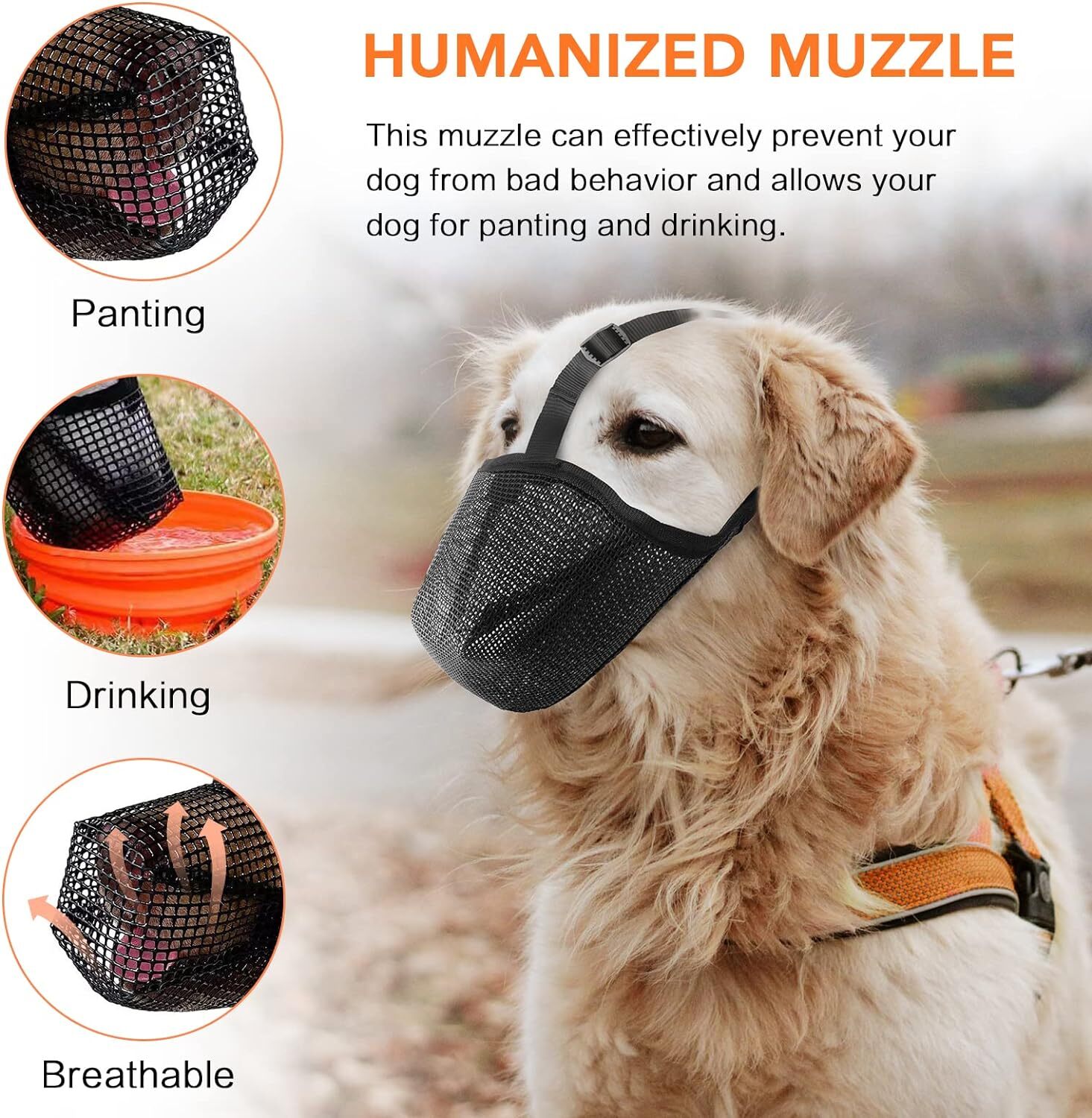 Dog Muzzle Pet Muzzle for Anti-Biting Chewing Licking Adjustable Breathable US