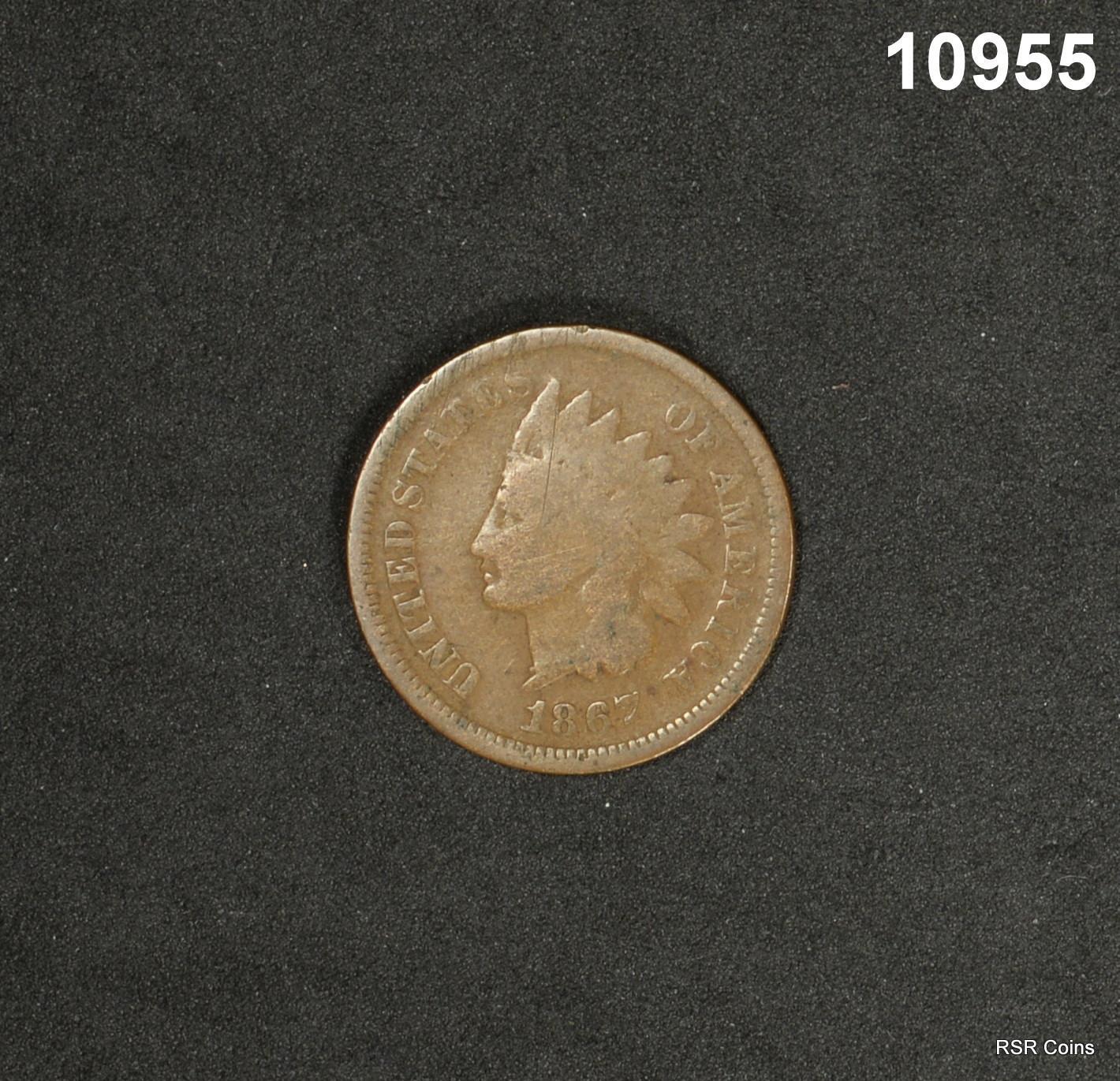 1867 INDIAN HEAD PENNY GOOD+! #10955