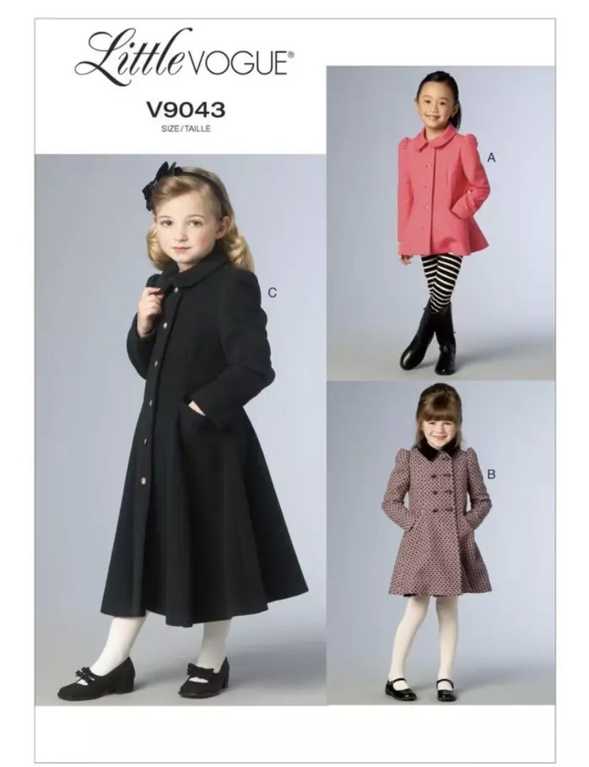 Little Vogue V9043 Child's Lined Fitted Princess Seams Jacket & Coat 6-8 Uncut