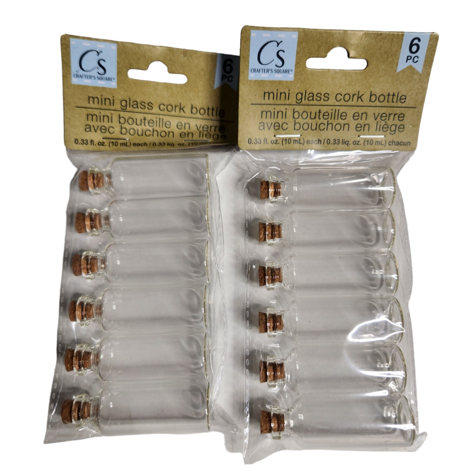 Lot of 2 10ml Mini Glass Spell Bottles Jars Vials Container Cork Stoppers 6pc