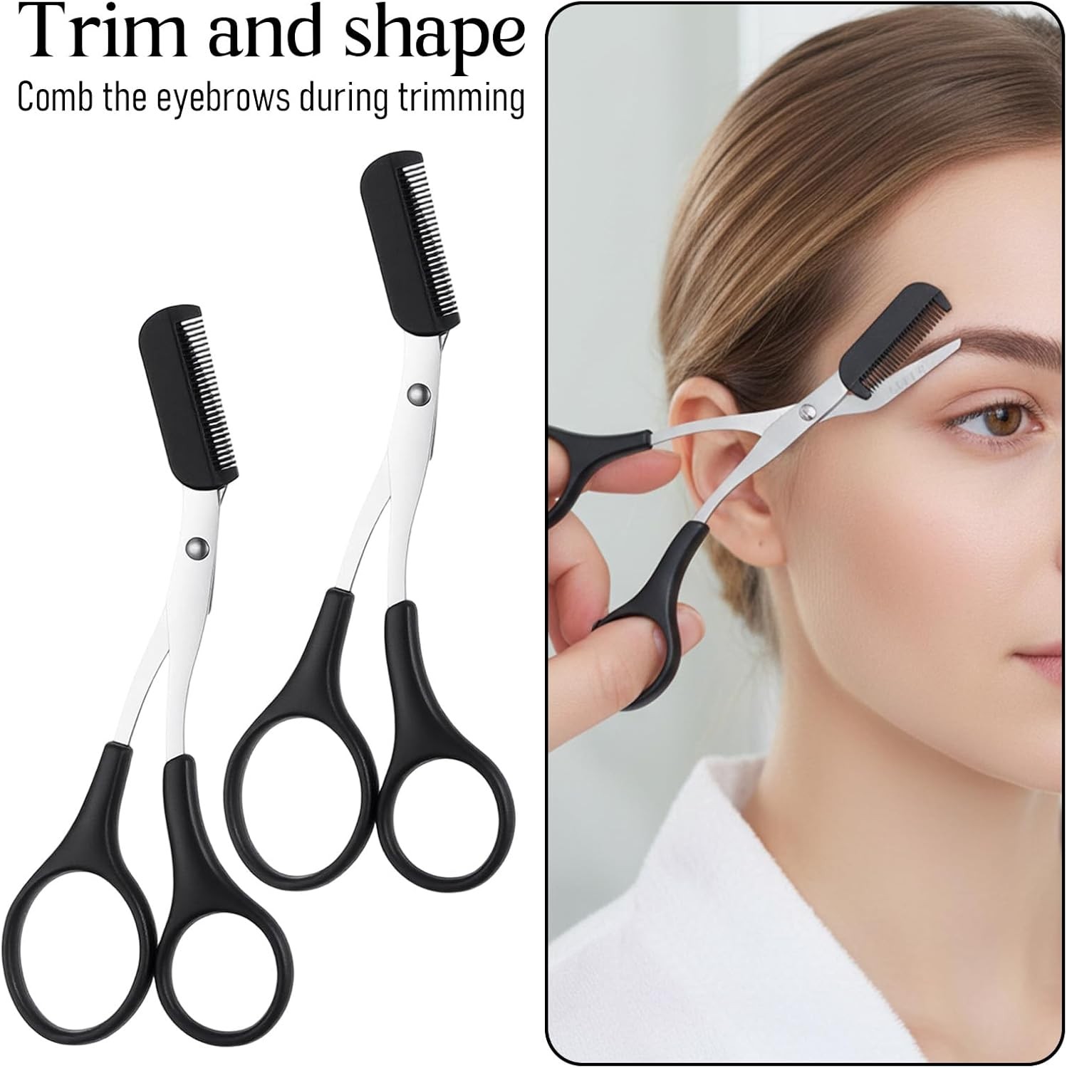 2PCS Eyebrow Trimmer Scissors Eyebrow Scissors with Comb Professional Travel