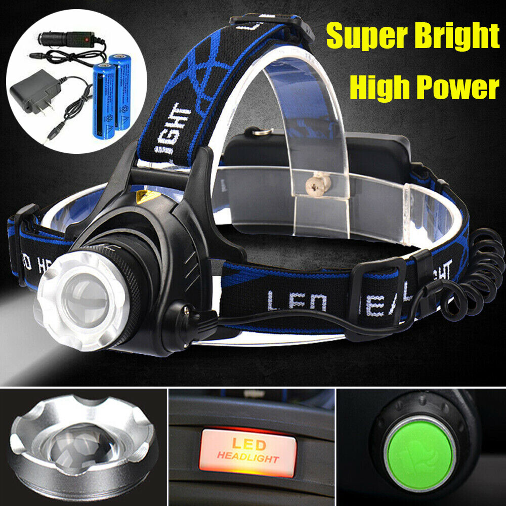 Powerful 12000000LM LED Rechargeable Headlight Zoomable Headlamp Head Torch US