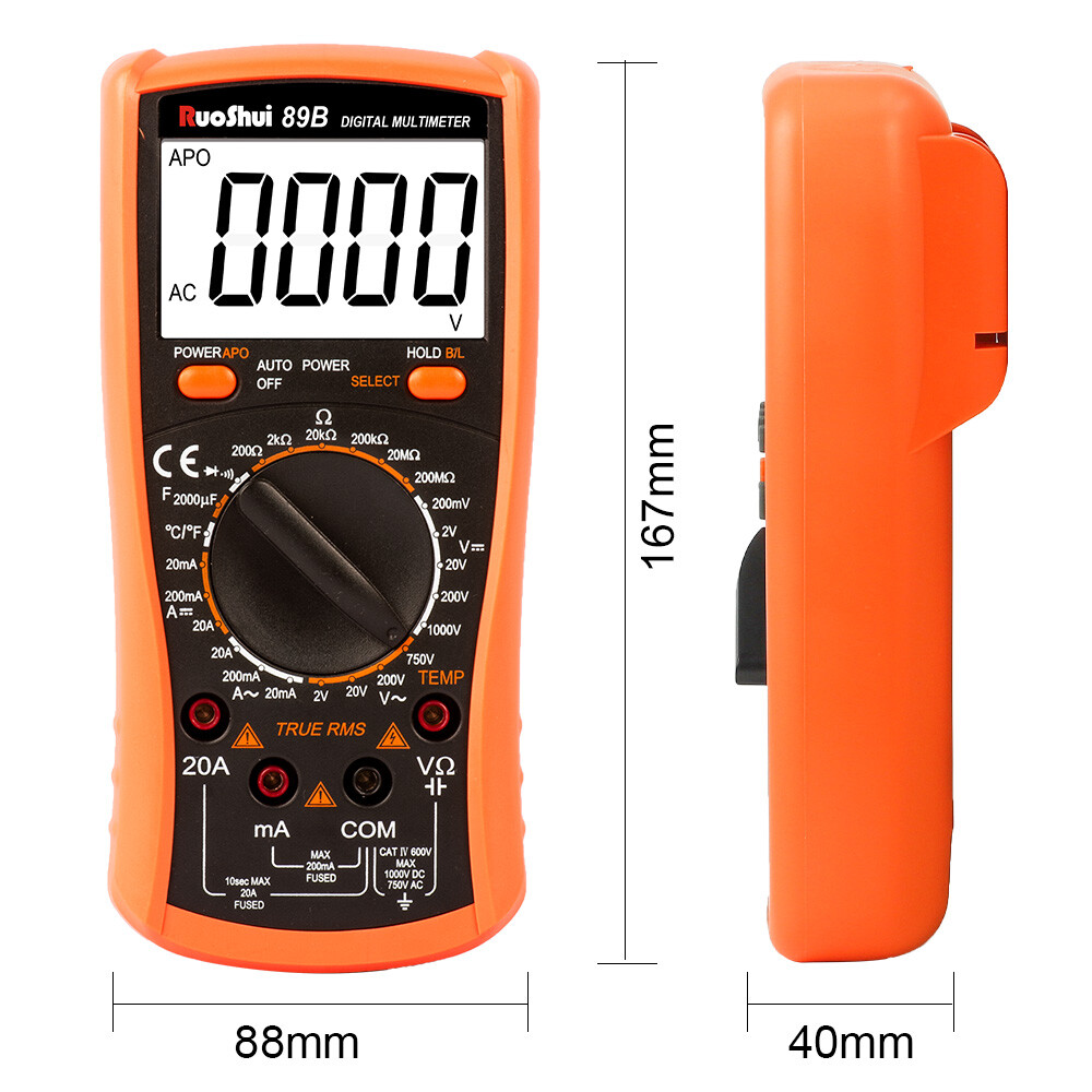 Digital Multimeter Voltmeter Ammeter Ohmmeter Volt AC DC Tester Leads Meter