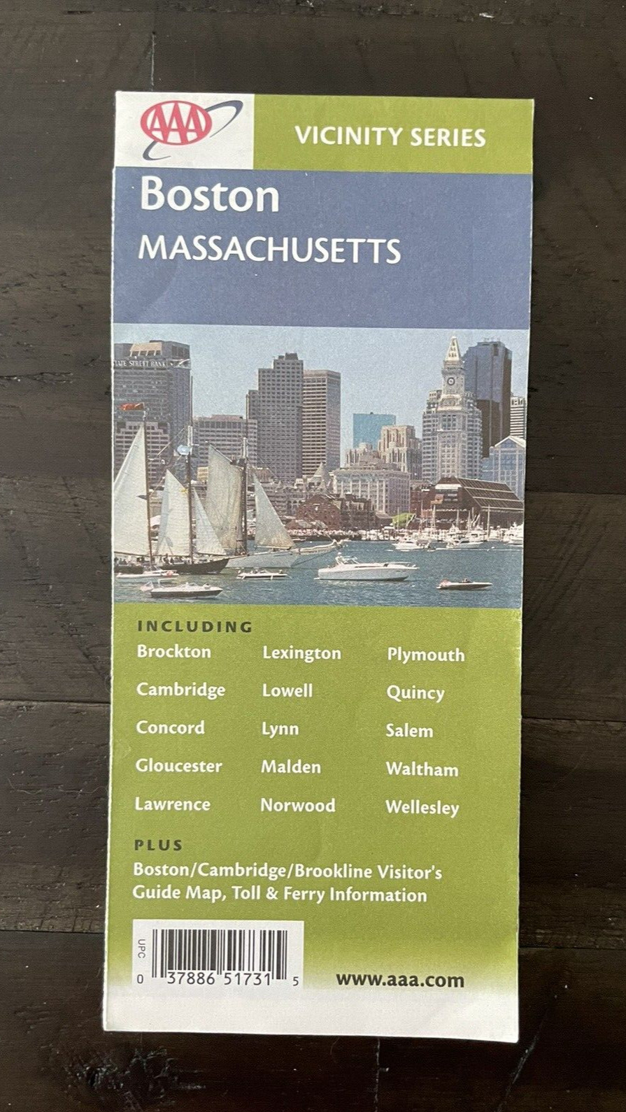 AAA Boston Massachusetts Vicinity Series Map City Roads Ferry Toll Used