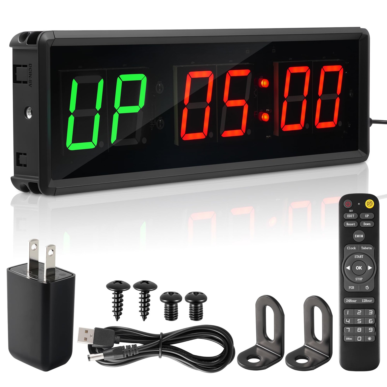Faweskiy Upgraded Gym Timer Clock for Tabata/FBG/EMOM - Large Large, Black