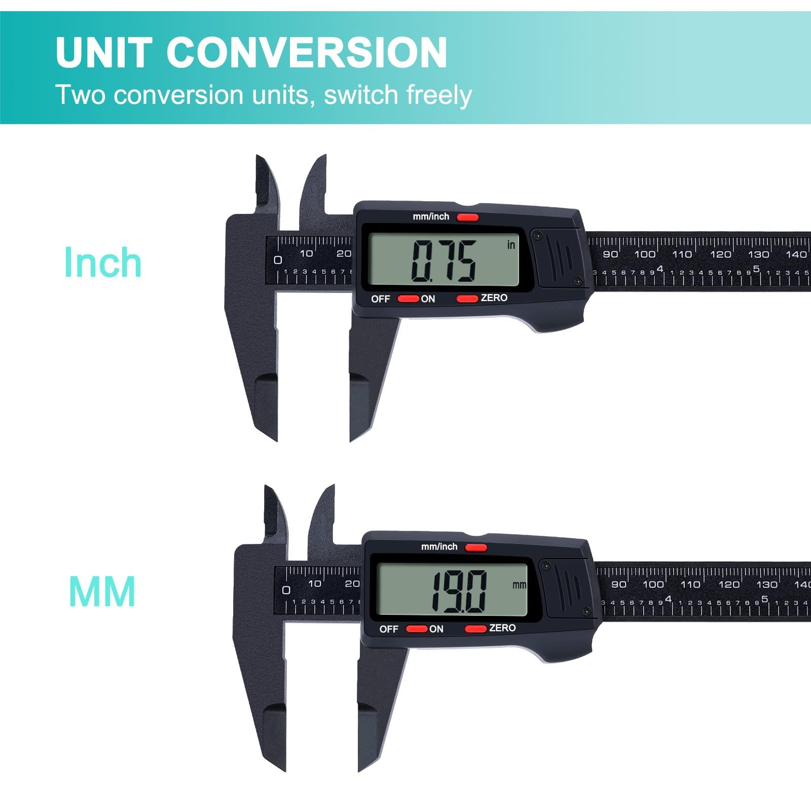 Digital Caliper Measuring Tool LCD Screen Electronic Micrometer 06" Range