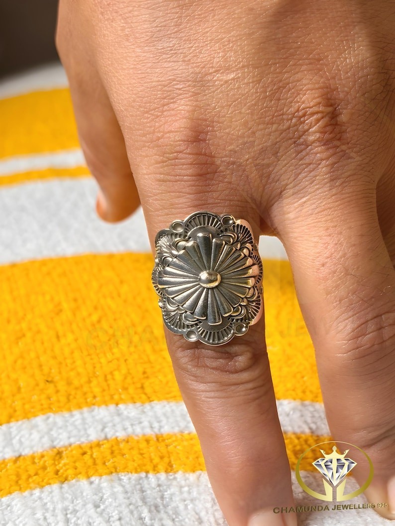 Silver Concho Ring 925 Sterling Silver Shield Ring Handmade Statement Women Gift