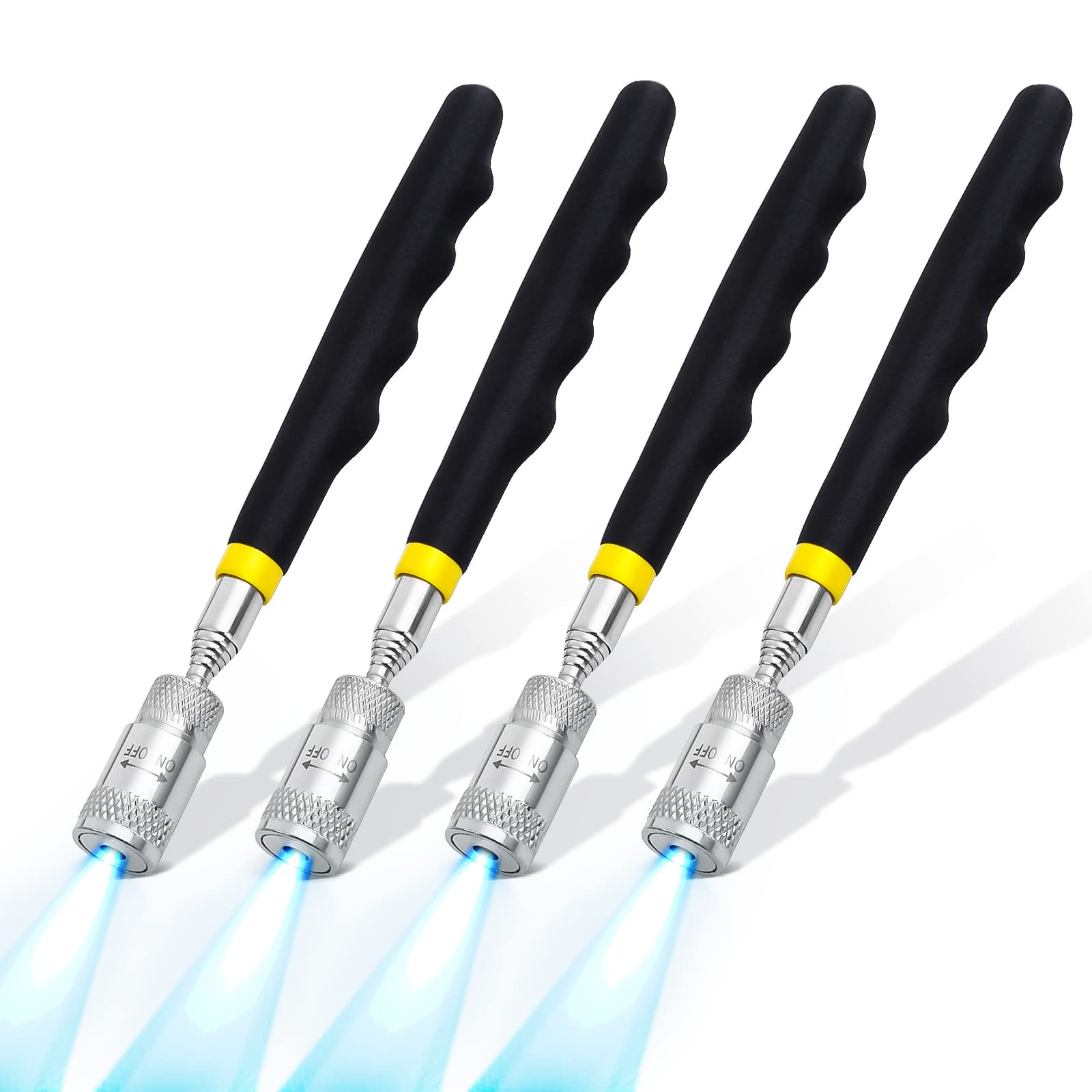 4 Piece 8LB Telescoping Magnetic Pickup Tool 3 LED Extendable Stick Rod