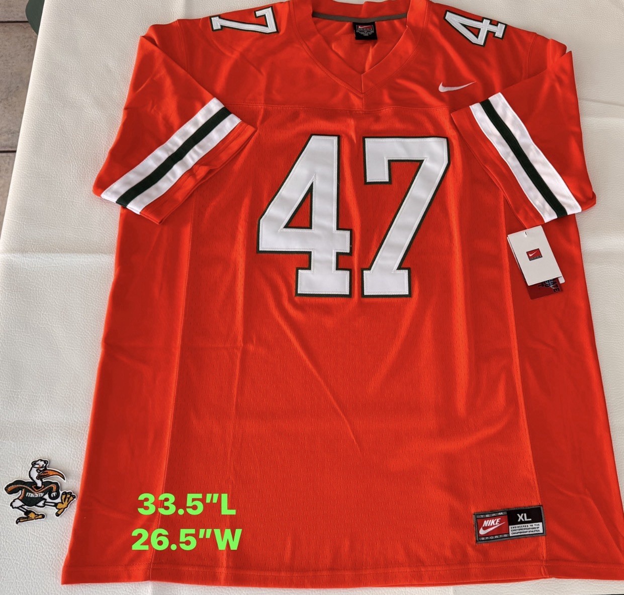 MICHAEL IRVIN MIAMI HURRICANES NIKE JERSEY XLARGE ORANGE XL