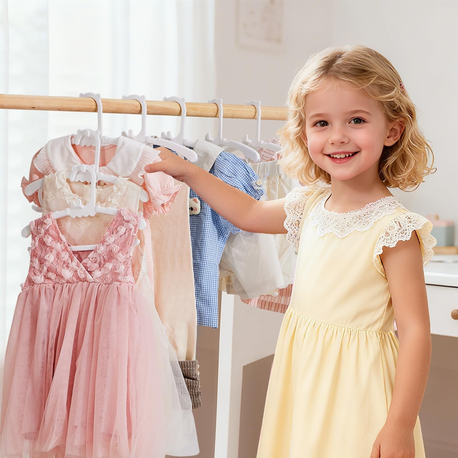 30 Pack Baby Hangers 16 Detachable Clips Adjustable 11.14-15.55 Stackable