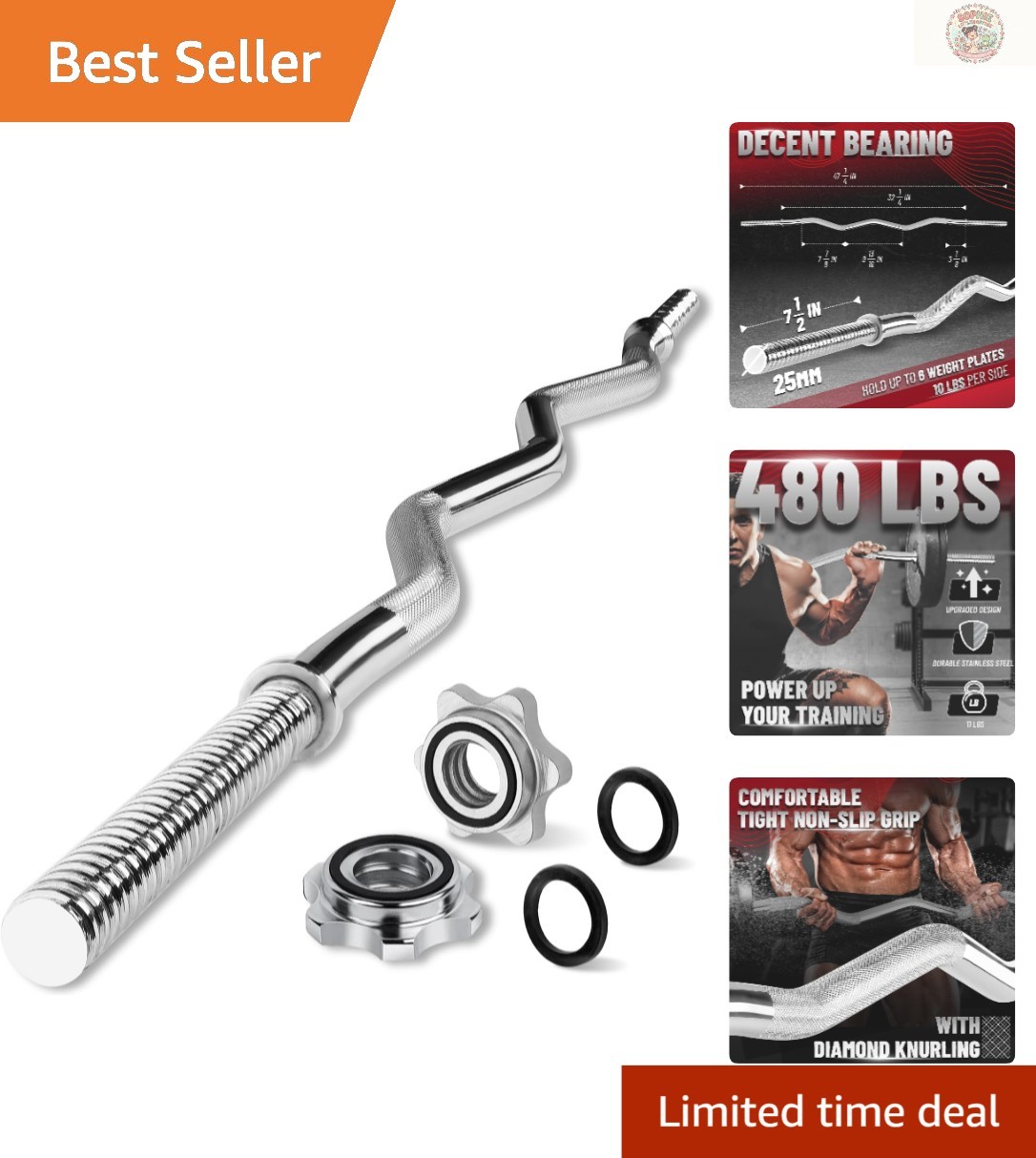 Solid Steel 60” & 47” Barbell Set - Ideal for Squats, Deadlifts, 480 LB Limit