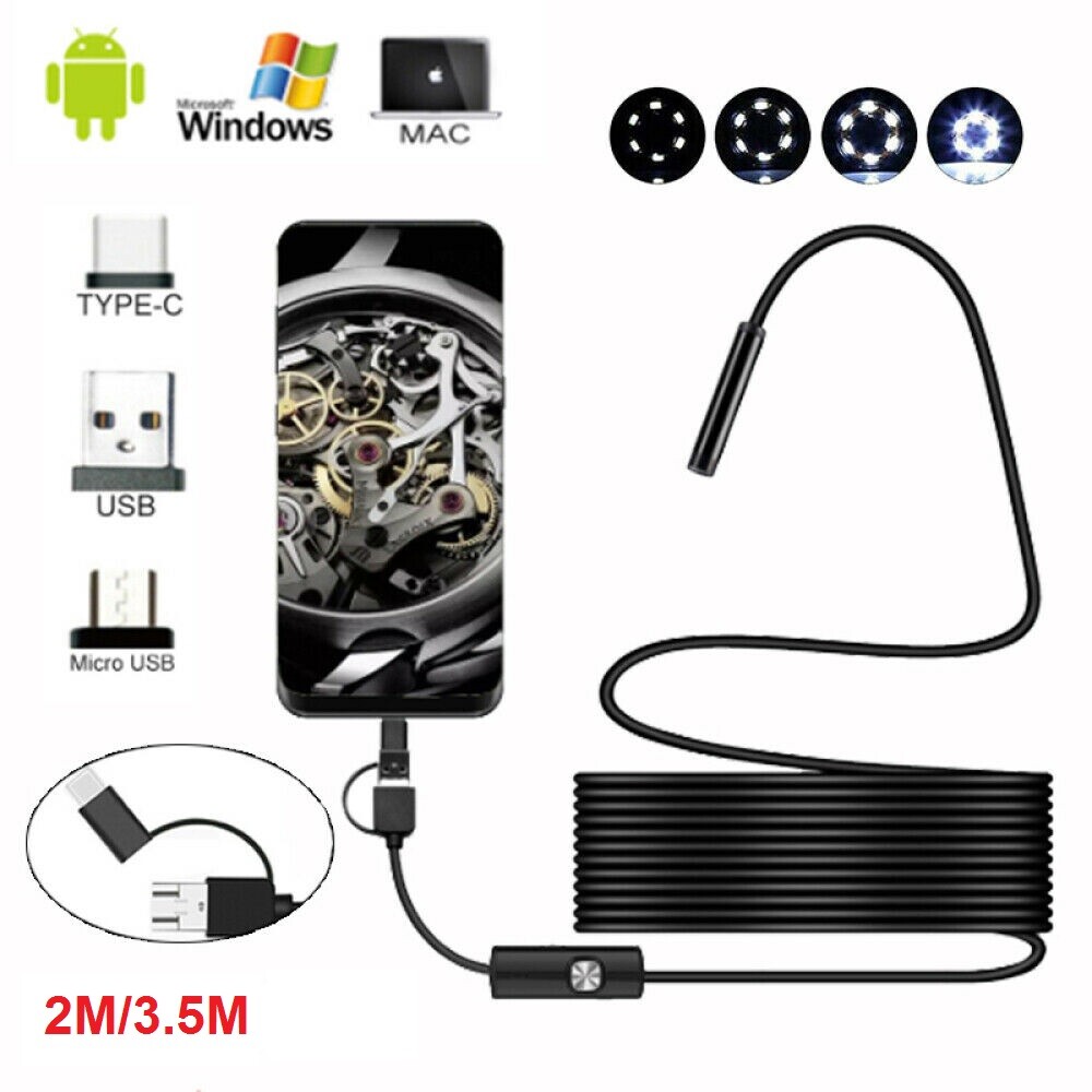 3in1 Borescope Endoscope 6LED Inspection Scope Camera For Android Cell Phone/PC