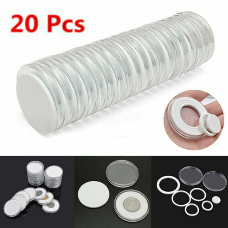 20Pcs Clear Display Box for 46mm Round Coin Capsules Protective Storage