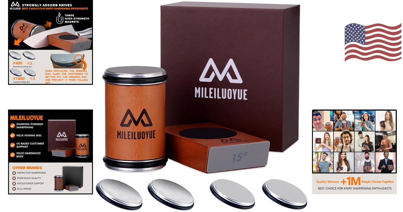 Ceramic Rolling Knife Sharpener Kit with 15° & 20° Angles - Perfect Gift