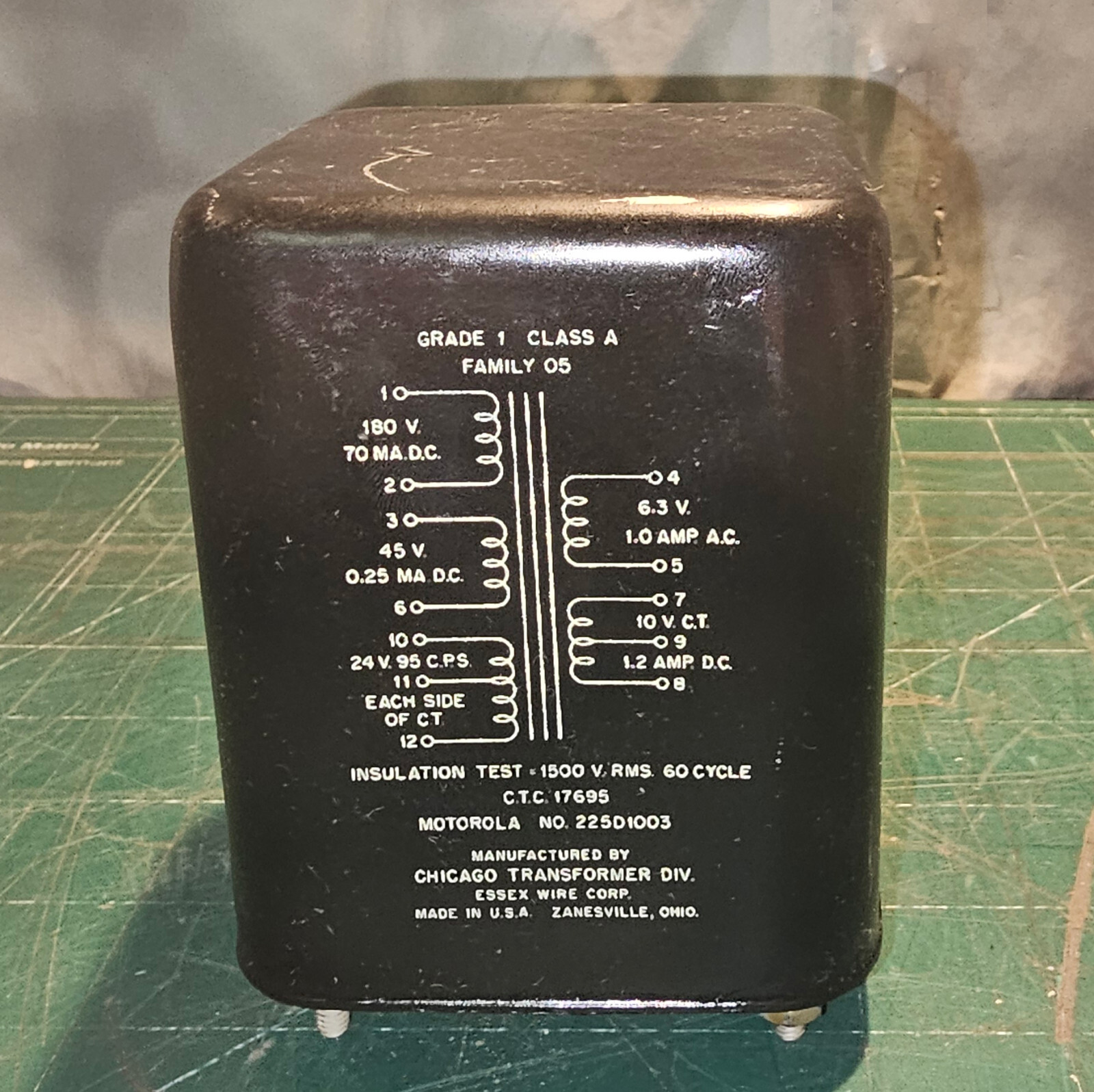 Vintage Chicago Transformer Power Transformer CTC 17695, Motorola 225D1003