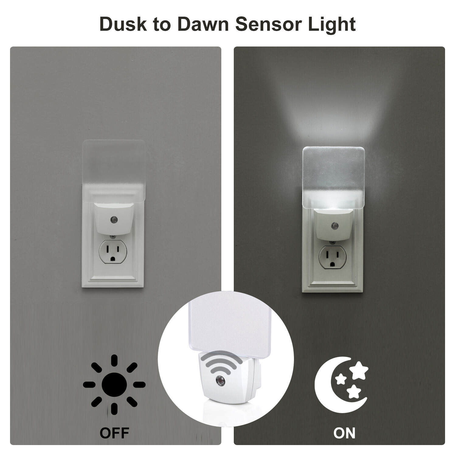 DEWENWILS Plug-in LED Night Light with Light Sensor Dusk-Dawn Bathroom Light