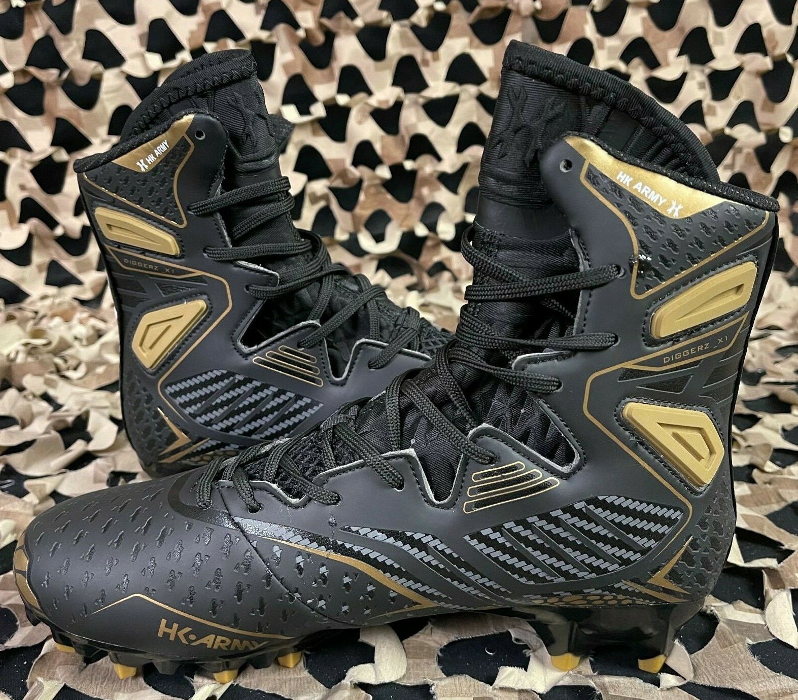 NEW HK Army Diggerz Paintball Cleats - Black/Gold - 8