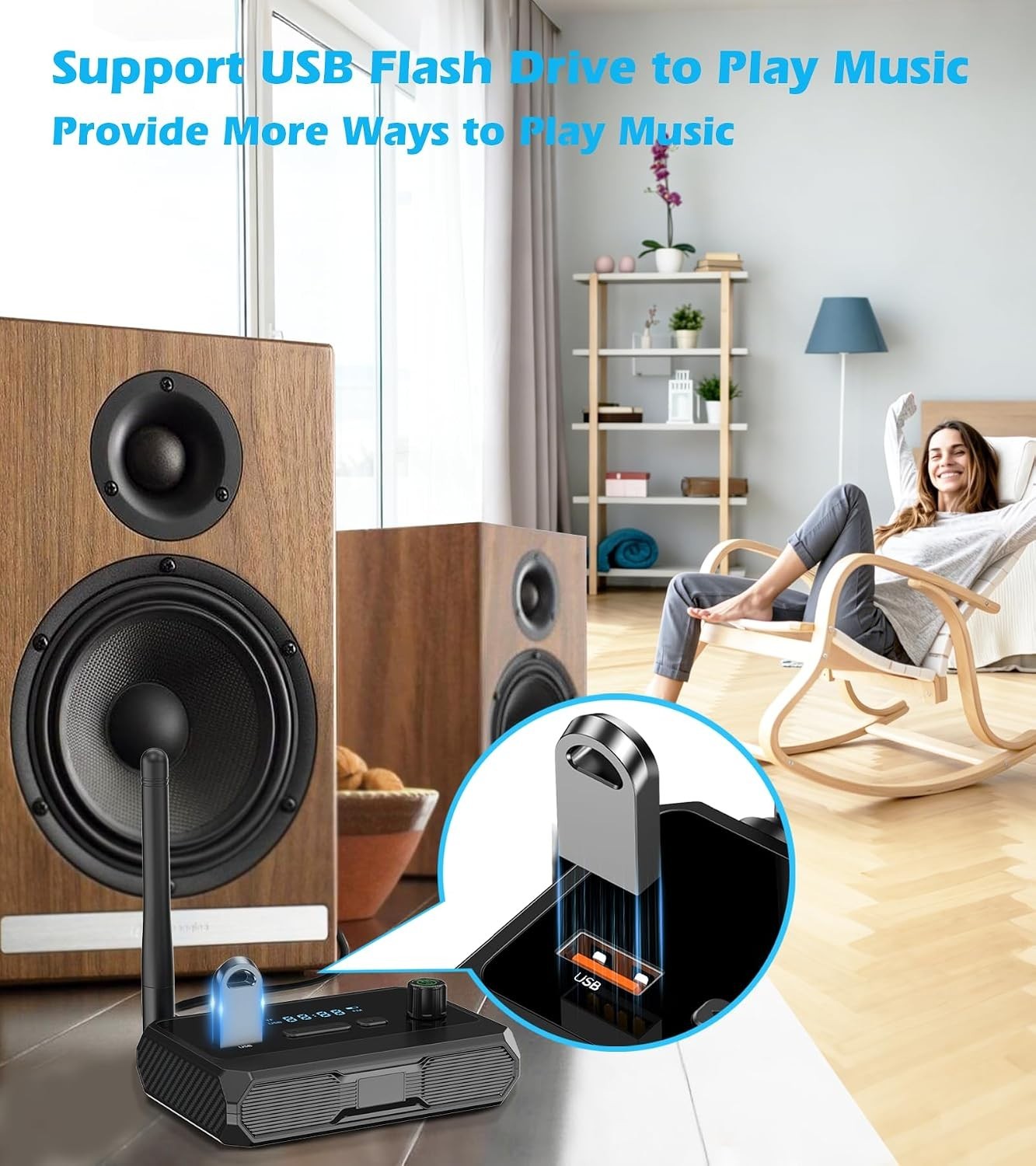 Bluetooth 5.4 Receiver, Optical, RCA, AUX, USB, LCD Screen, Home Stereo Adapter