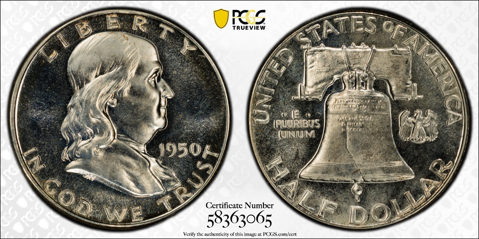 1950 Franklin Half Dollar PCGS PR65 PF Proof 50c Gem BU Uncirculated Silver