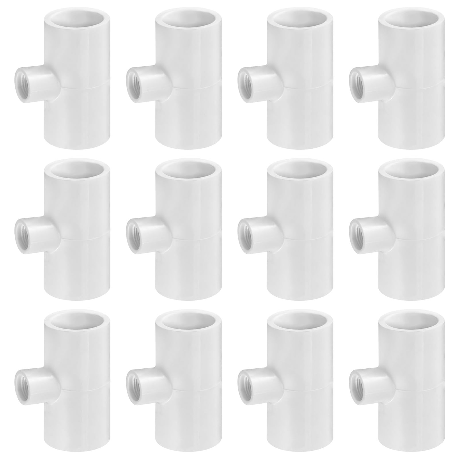 12 Pcs Chicken Waterer PVC Pipe Tee Fittings for Large Coop white