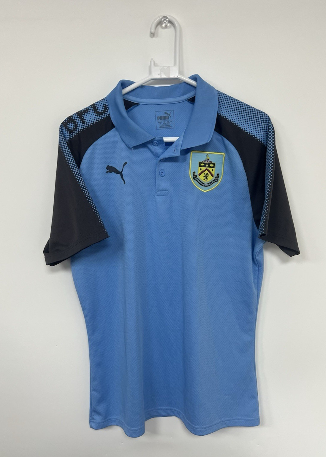Burnley Football Club Polo Shirt Puma 2017-18 Season Size Large Light Blue Grey