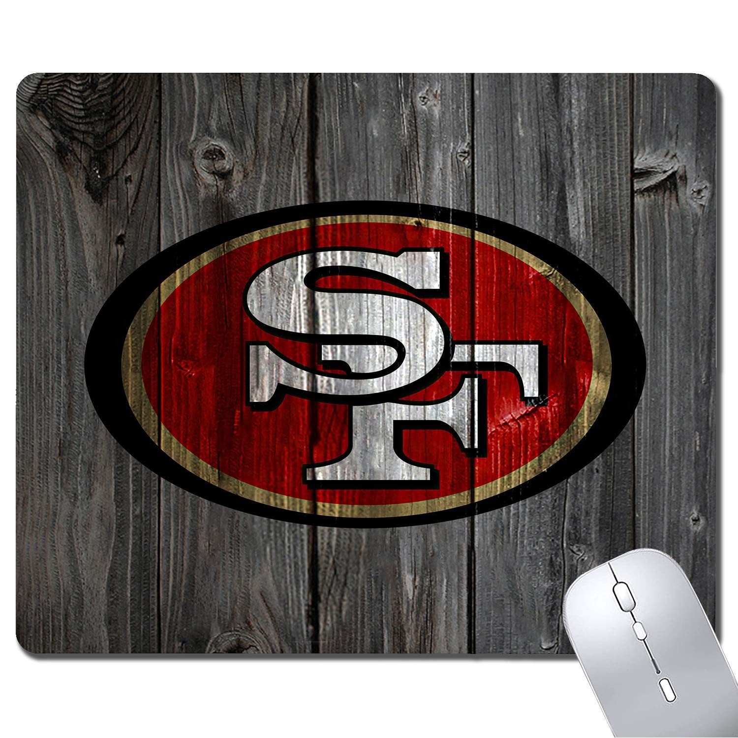Wood Grain Design Sports Mouse Pad, Non-Slip Rubber Base Mousepad for Compute...